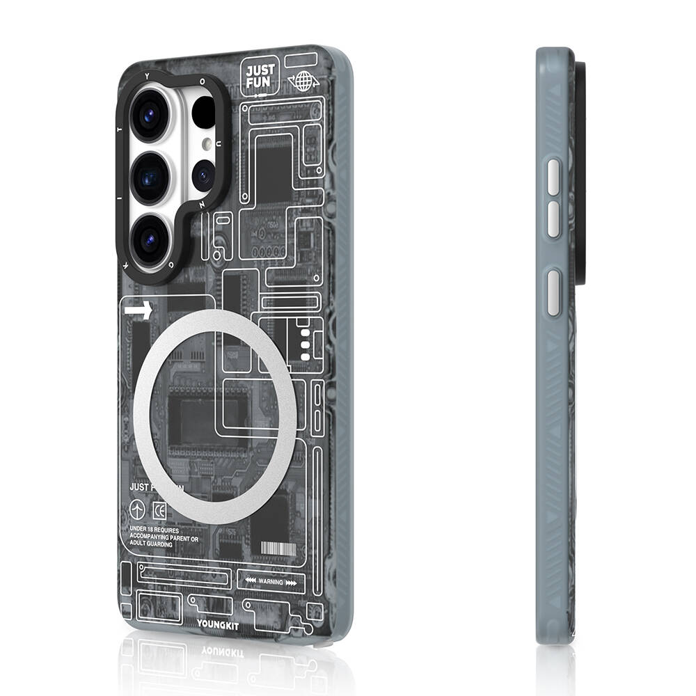 Galaxy S26 Ultra Kılıf M-safe Şarj Özellikli Youngkit 360 Derece Standlı Technology Serisi Kapak - 7