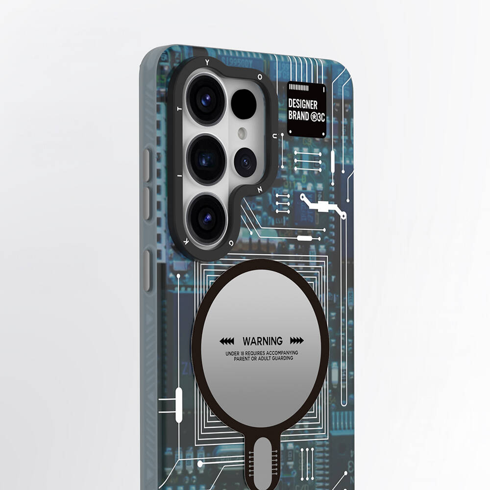 Galaxy S26 Ultra Kılıf M-safe Şarj Özellikli Youngkit 360 Derece Standlı Technology Serisi Kapak - 8