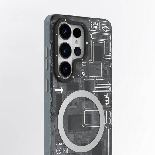 Galaxy S26 Ultra Kılıf M-safe Şarj Özellikli Youngkit 360 Derece Standlı Technology Serisi Kapak - 9