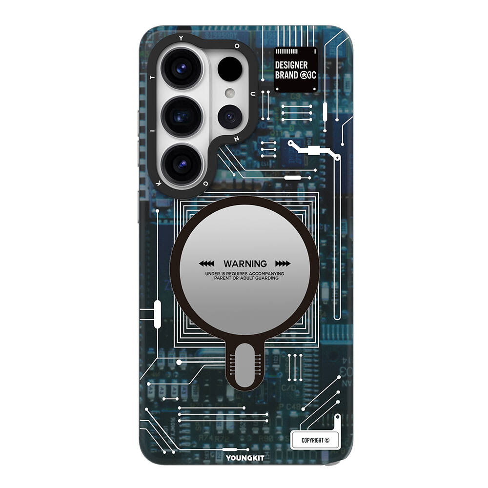 Galaxy S26 Ultra Kılıf M-safe Şarj Özellikli Youngkit 360 Derece Standlı Technology Serisi Kapak - 1