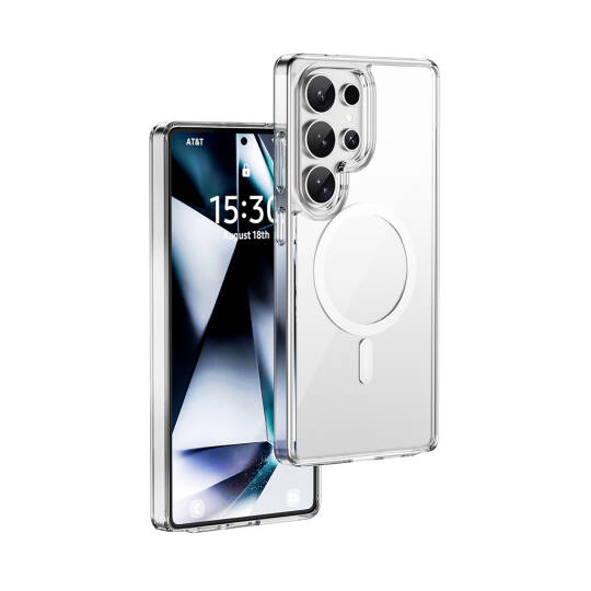 Galaxy S26 Ultra Kılıf Wiwu MCC-101 iShield Pro Serisi M-safe Şarj Özellikli Crystal Sert PC Kapak Şeffaf