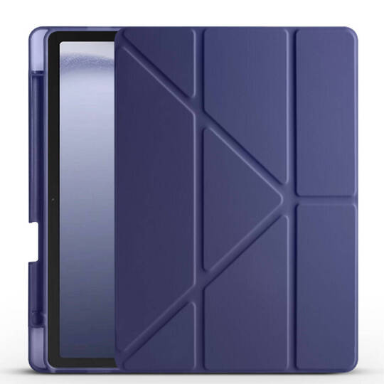 Galaxy Tab A11 Kılıf Zore Tri Folding Kalem Bölmeli Standlı Kılıf Lacivert