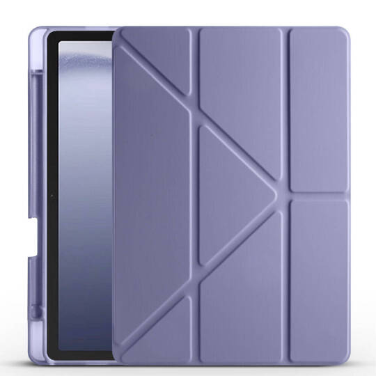 Galaxy Tab A11 Kılıf Zore Tri Folding Kalem Bölmeli Standlı Kılıf Mor