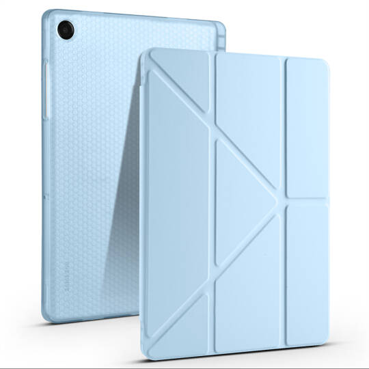 Galaxy Tab A11 Plus Kılıf Zore Tri Folding Kalem Bölmeli Standlı Kılıf Mavi