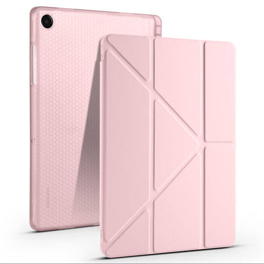 Galaxy Tab A11 Plus Kılıf Zore Tri Folding Kalem Bölmeli Standlı Kılıf Rose Gold