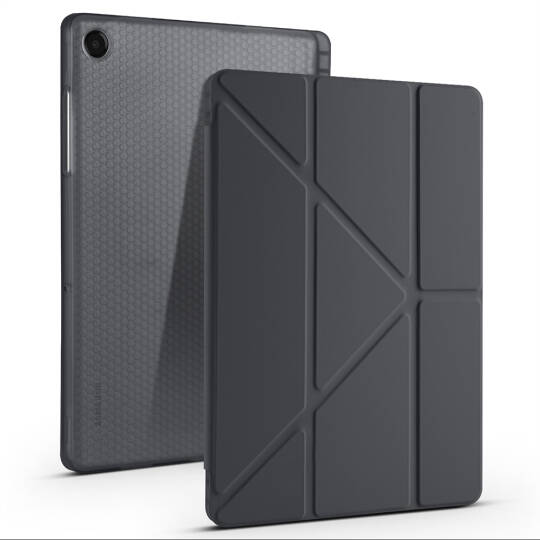 Galaxy Tab A11 Plus Kılıf Zore Tri Folding Kalem Bölmeli Standlı Kılıf Siyah
