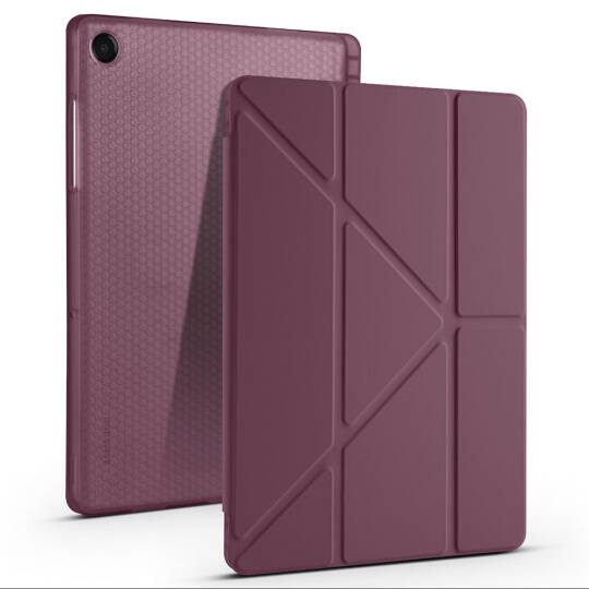 Galaxy Tab A11 Plus Kılıf Zore Tri Folding Kalem Bölmeli Standlı Kılıf Koyu Mor