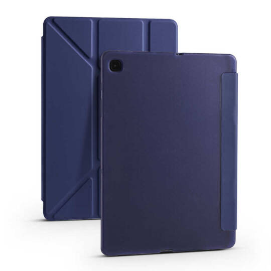 Galaxy Tab A7 10.4 T500 2020 Kılıf Zore Tri Folding Kalem Bölmeli Standlı Kılıf Lacivert