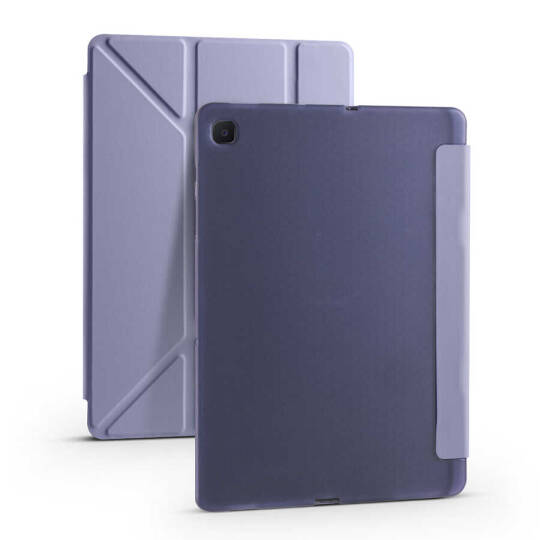 Galaxy Tab A7 10.4 T500 2020 Kılıf Zore Tri Folding Kalem Bölmeli Standlı Kılıf Mor