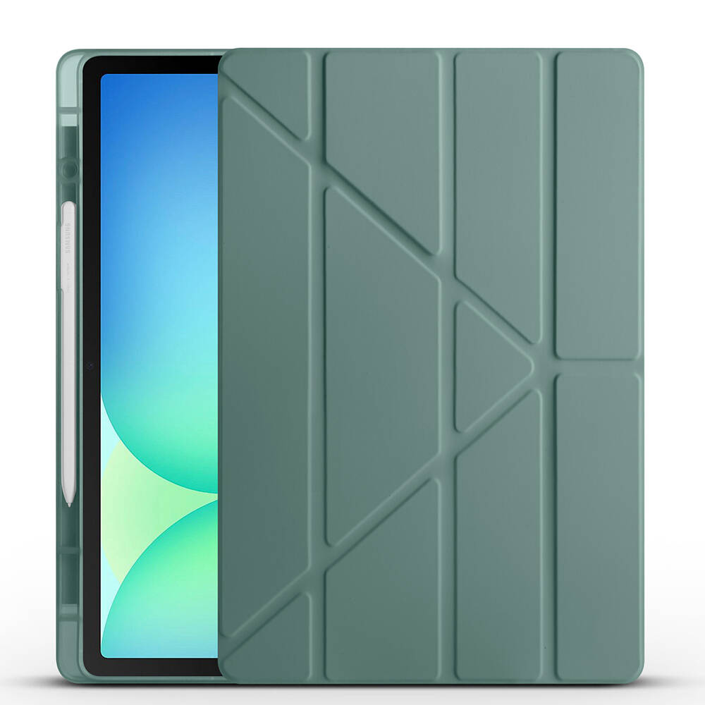 Galaxy Tab S10 FE Plus Kılıf Zore Tri Folding Kalem Bölmeli Standlı Kılıf - 7