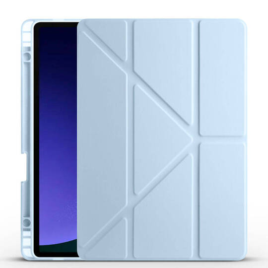 Galaxy Tab S10 Lite Kılıf Zore Tri Folding Kalem Bölmeli Standlı Kılıf Mavi