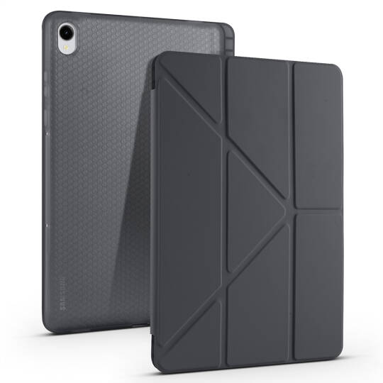 Galaxy Tab S11 Kılıf Zore Tri Folding Kalem Bölmeli Standlı Kılıf Siyah