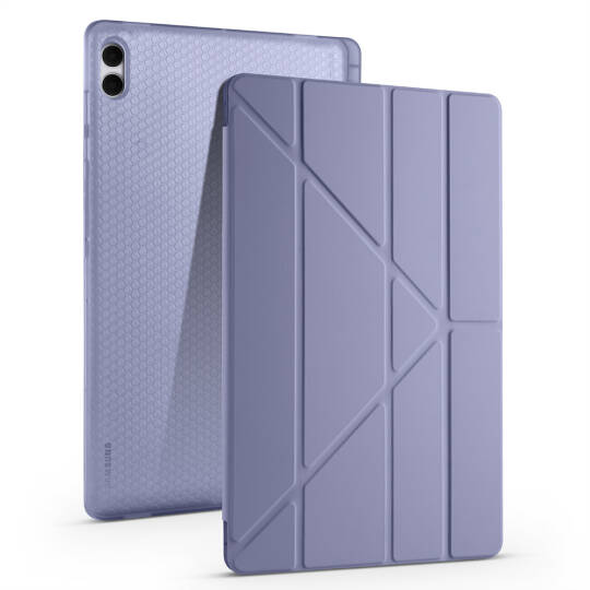 Galaxy Tab S11 Ultra Kılıf Zore Tri Folding Kalem Bölmeli Standlı Kılıf Mor