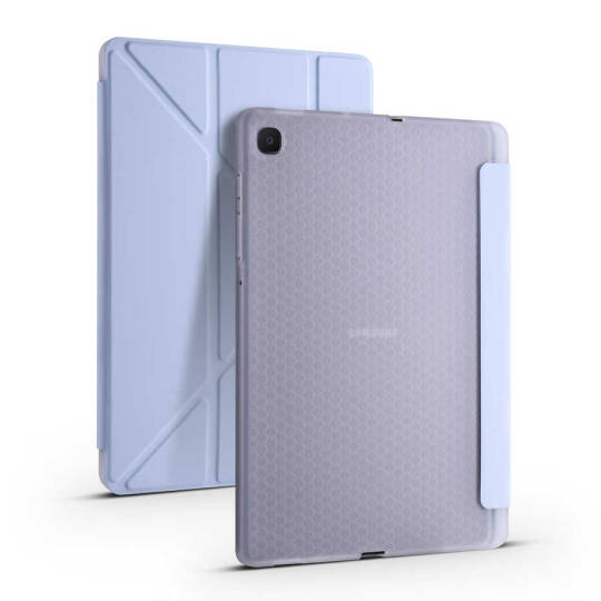 Galaxy Tab S6 Lite P610 Kılıf Zore Tri Folding Kalem Bölmeli Standlı Kılıf Mavi