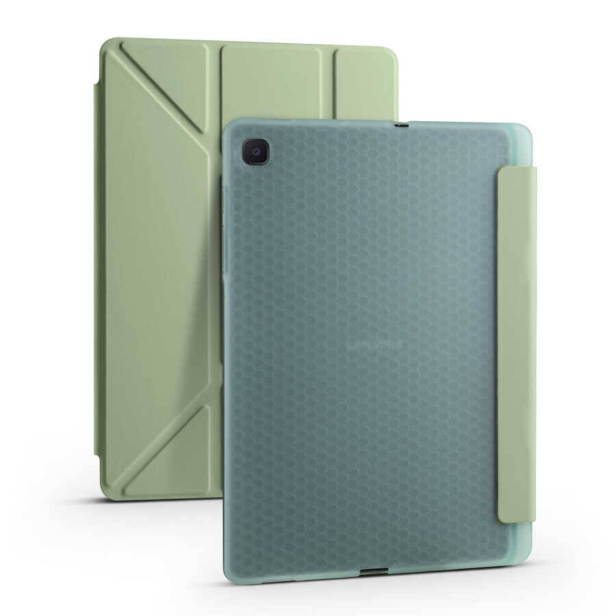 Galaxy Tab S6 Lite P610 Kılıf Zore Tri Folding Kalem Bölmeli Standlı Kılıf - 5