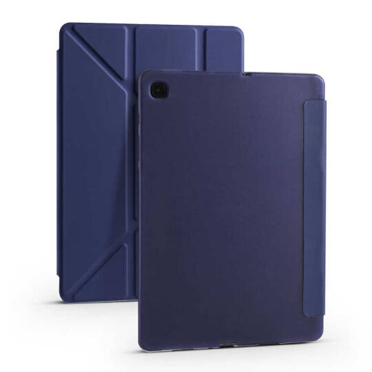 Galaxy Tab S6 Lite P610 Kılıf Zore Tri Folding Kalem Bölmeli Standlı Kılıf Lacivert