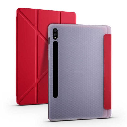Galaxy Tab S7 Plus T970 Kılıf Zore Tri Folding Kalem Bölmeli Standlı Kılıf - 9