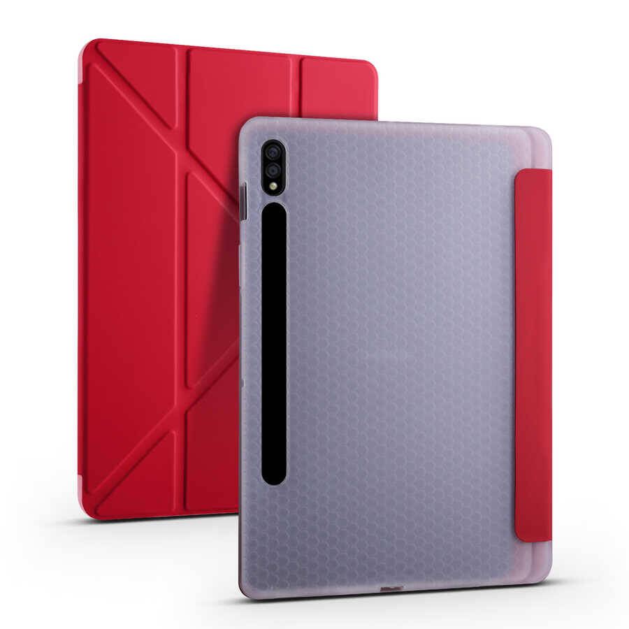 Galaxy Tab S7 Plus T970 Kılıf Zore Tri Folding Kalem Bölmeli Standlı Kılıf - 9