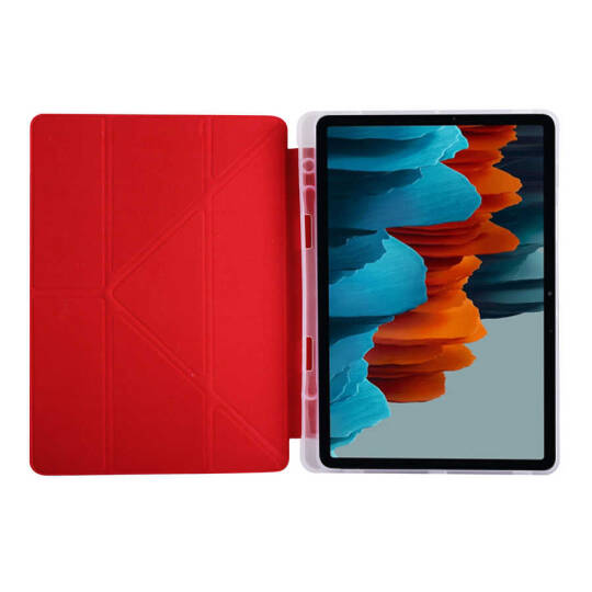 Galaxy Tab S7 Plus T970 Kılıf Zore Tri Folding Kalem Bölmeli Standlı Kılıf - 11