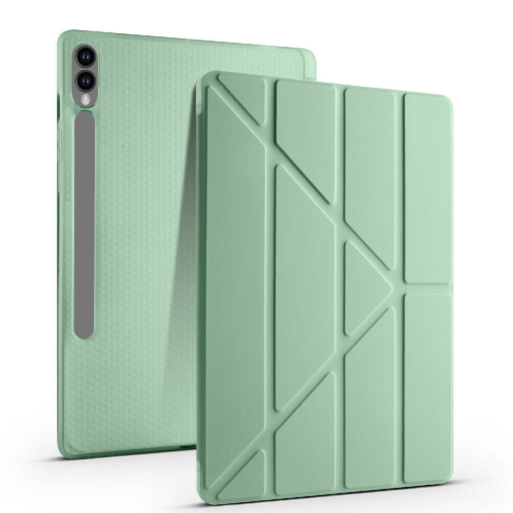 Galaxy Tab S9 FE Plus Kılıf Zore Tri Folding Kalem Bölmeli Standlı Kılıf - 13