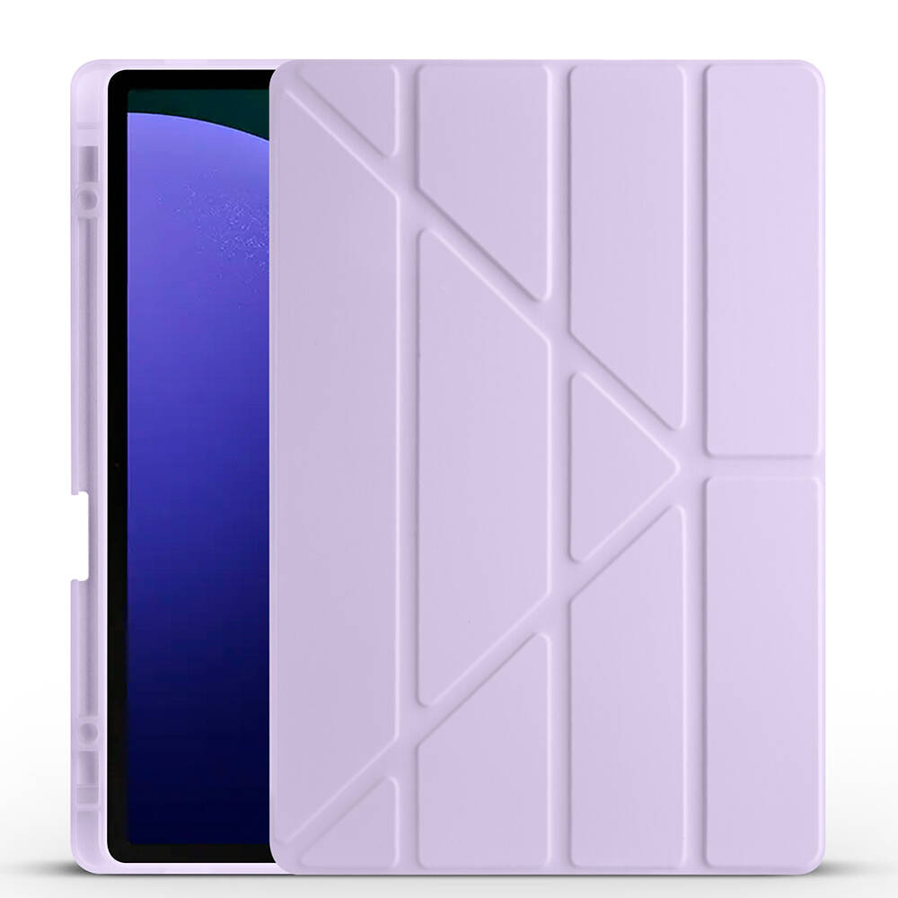 Galaxy Tab S9 FE Plus Kılıf Zore Tri Folding Kalem Bölmeli Standlı Kılıf - 15