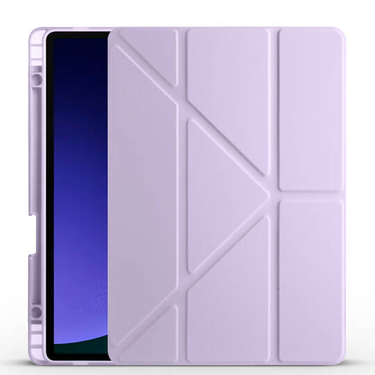 Galaxy Tab S9 FE Plus Kılıf Zore Tri Folding Kalem Bölmeli Standlı Kılıf - 17