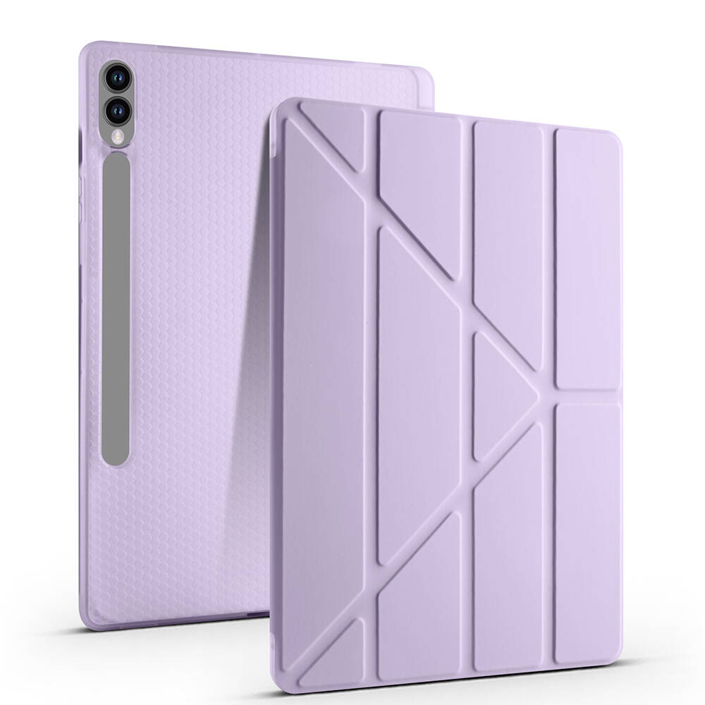 Galaxy Tab S9 FE Plus Kılıf Zore Tri Folding Kalem Bölmeli Standlı Kılıf - 1