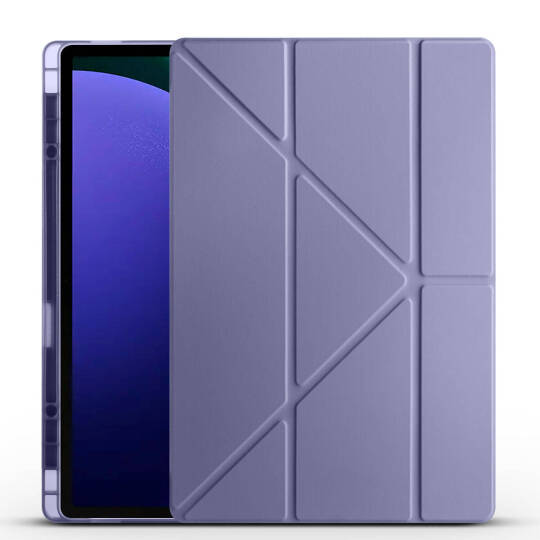 Galaxy Tab S9 Ultra Kılıf Zore Tri Folding Kalem Bölmeli Standlı Kılıf Mor