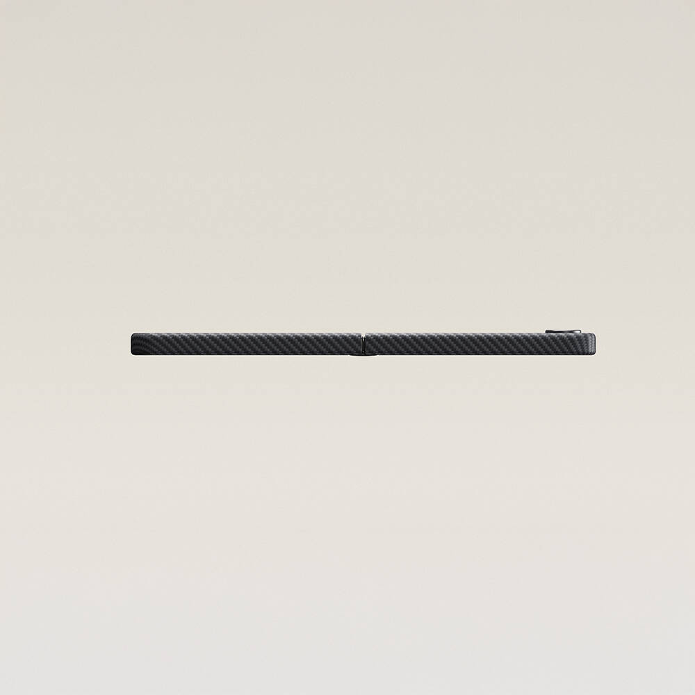 Galaxy Z Flip 7 Kılıf M-safe Şarj Özellikli 600D Aramid Karbon Fiber Pitaka Ultra-Slim Classic Serisi Black-Grey Twill Kapak - 10