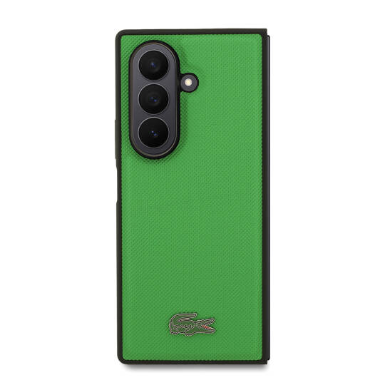 Galaxy Z Fold 7 Kılıf Lacoste Orjinal Lisanslı M-safe Şarj Özellikli Pike Desenli Arka Yüzey İkonik Timsah Metal Logolu Kapak - 4