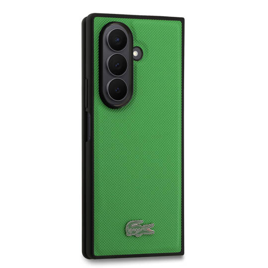 Galaxy Z Fold 7 Kılıf Lacoste Orjinal Lisanslı M-safe Şarj Özellikli Pike Desenli Arka Yüzey İkonik Timsah Metal Logolu Kapak - 7