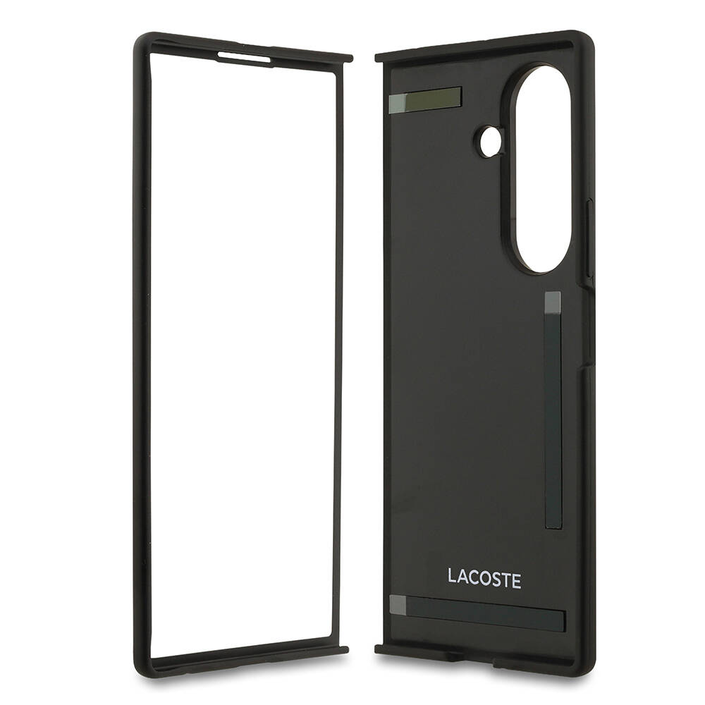Galaxy Z Fold 7 Kılıf Lacoste Orjinal Lisanslı M-safe Şarj Özellikli Pike Desenli Arka Yüzey İkonik Timsah Metal Logolu Kapak - 9