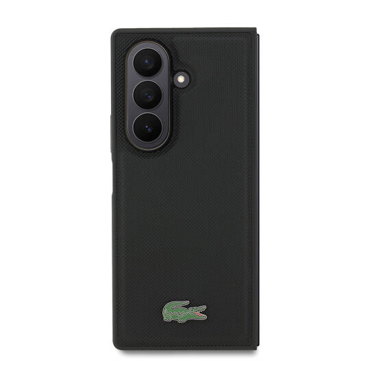 Galaxy Z Fold 7 Kılıf Lacoste Orjinal Lisanslı M-safe Şarj Özellikli Pike Desenli Arka Yüzey İkonik Timsah Metal Logolu Kapak - 10