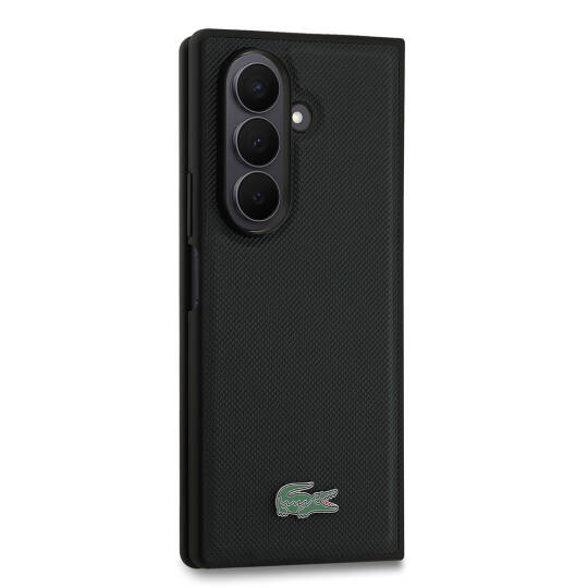 Galaxy Z Fold 7 Kılıf Lacoste Orjinal Lisanslı M-safe Şarj Özellikli Pike Desenli Arka Yüzey İkonik Timsah Metal Logolu Kapak - 13