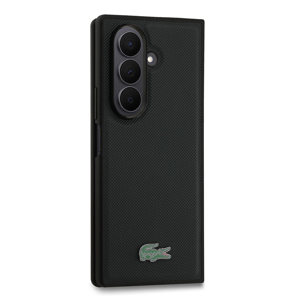 Galaxy Z Fold 7 Kılıf Lacoste Orjinal Lisanslı M-safe Şarj Özellikli Pike Desenli Arka Yüzey İkonik Timsah Metal Logolu Kapak - 13