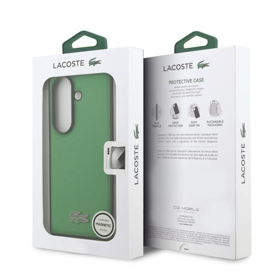 Galaxy Z Fold 7 Kılıf Lacoste Orjinal Lisanslı M-safe Şarj Özellikli Pike Desenli Arka Yüzey İkonik Timsah Metal Logolu Kapak - 16