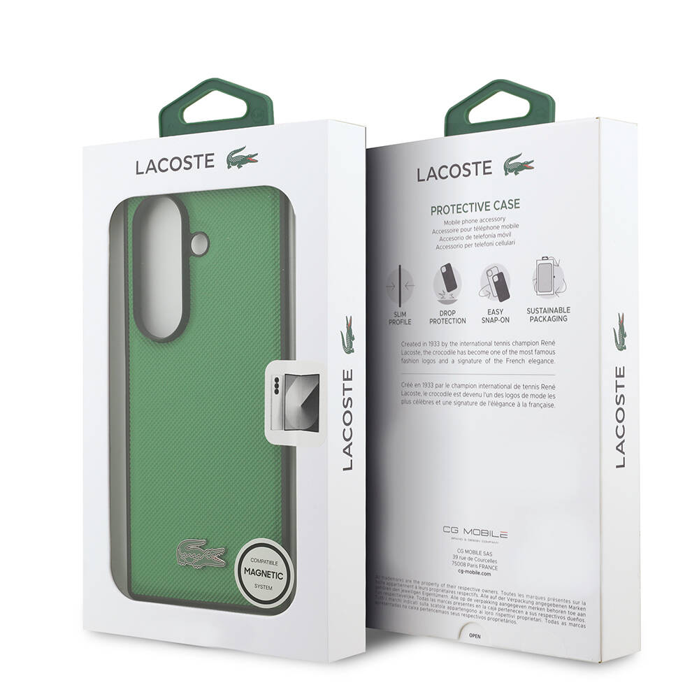 Galaxy Z Fold 7 Kılıf Lacoste Orjinal Lisanslı M-safe Şarj Özellikli Pike Desenli Arka Yüzey İkonik Timsah Metal Logolu Kapak - 16