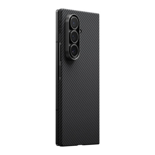 Galaxy Z Fold 7 Kılıf M-safe Şarj Özellikli 600D Aramid Karbon Fiber Pitaka Ultra-Slim Classic Serisi Black-Grey Twill Kapak - 2