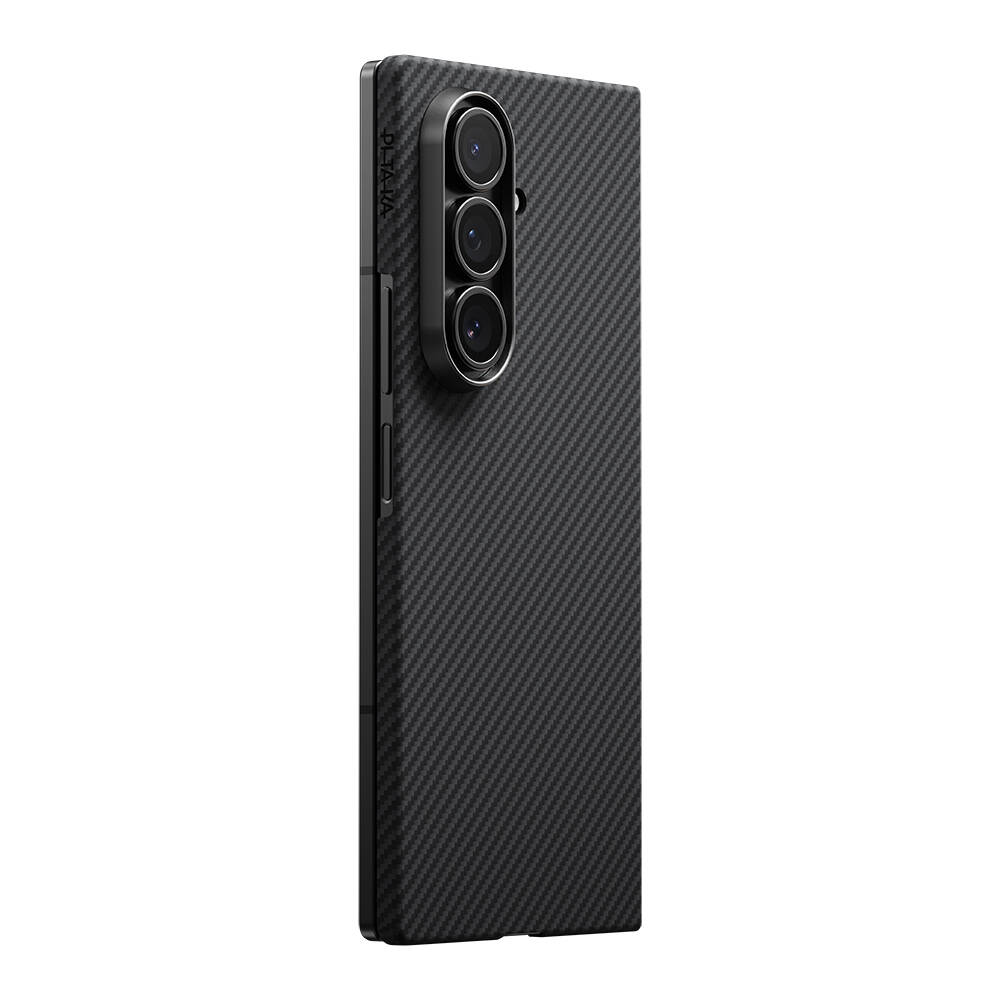 Galaxy Z Fold 7 Kılıf M-safe Şarj Özellikli 600D Aramid Karbon Fiber Pitaka Ultra-Slim Classic Serisi Black-Grey Twill Kapak - 2