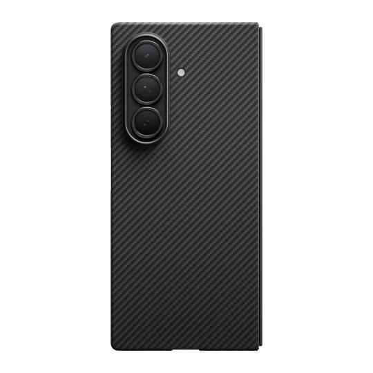 Galaxy Z Fold 7 Kılıf M-safe Şarj Özellikli 600D Aramid Karbon Fiber Pitaka Ultra-Slim Classic Serisi Black-Grey Twill Kapak - 5