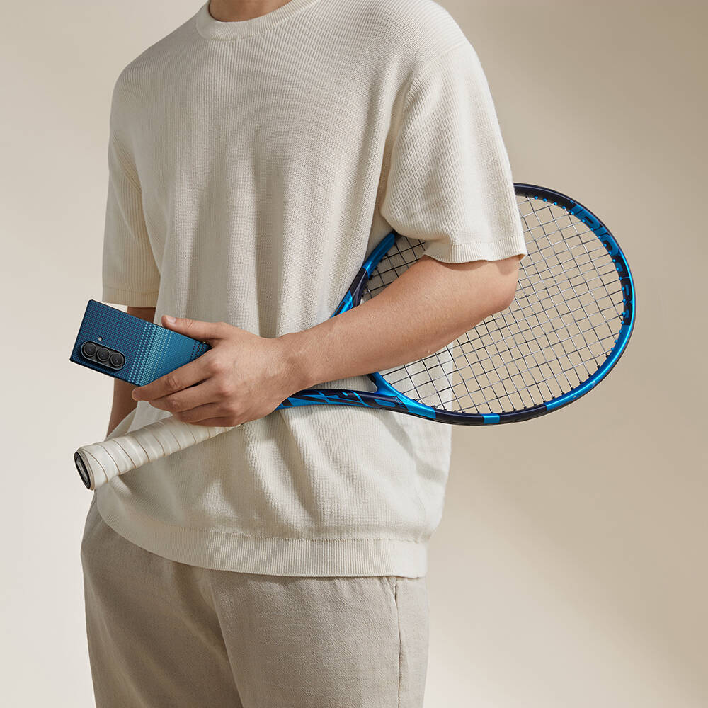 Galaxy Z Fold 7 Kılıf M-safe Şarj Özellikli Aramid Karbon Fiber Pitaka Tactile Woven Sunset-Moonrise Serisi Kapak - 15