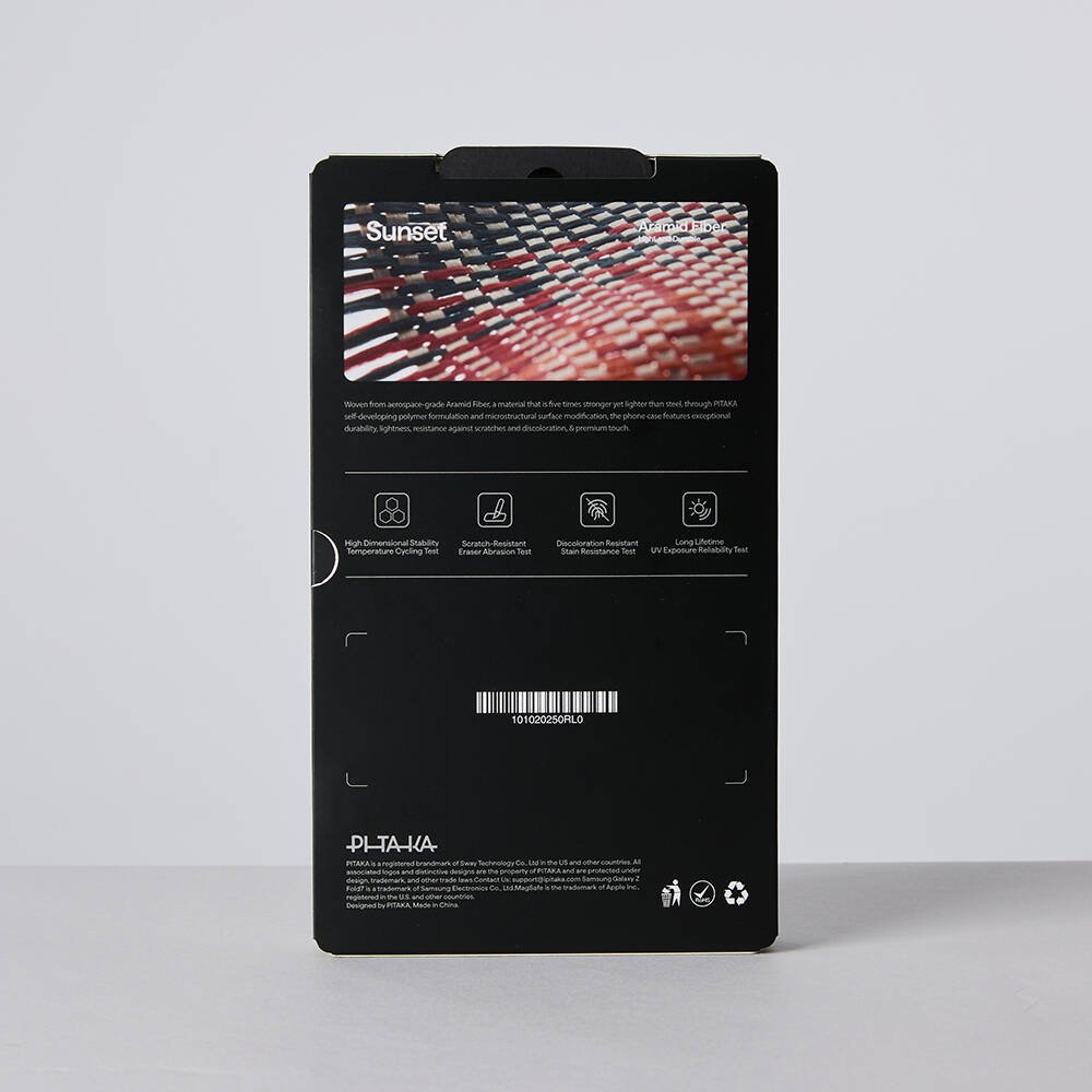 Galaxy Z Fold 7 Kılıf M-safe Şarj Özellikli Aramid Karbon Fiber Pitaka Tactile Woven Sunset-Moonrise Serisi Kapak - 20