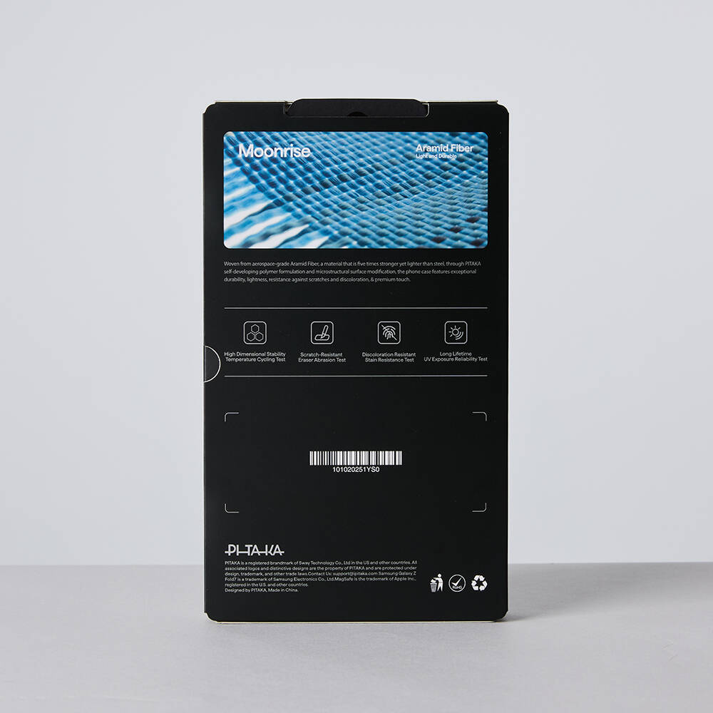 Galaxy Z Fold 7 Kılıf M-safe Şarj Özellikli Aramid Karbon Fiber Pitaka Tactile Woven Sunset-Moonrise Serisi Kapak - 22