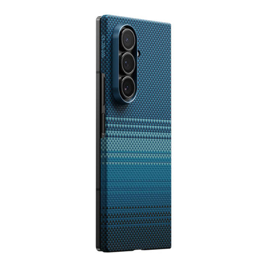Galaxy Z Fold 7 Kılıf M-safe Şarj Özellikli Aramid Karbon Fiber Pitaka Tactile Woven Sunset-Moonrise Serisi Kapak - 2