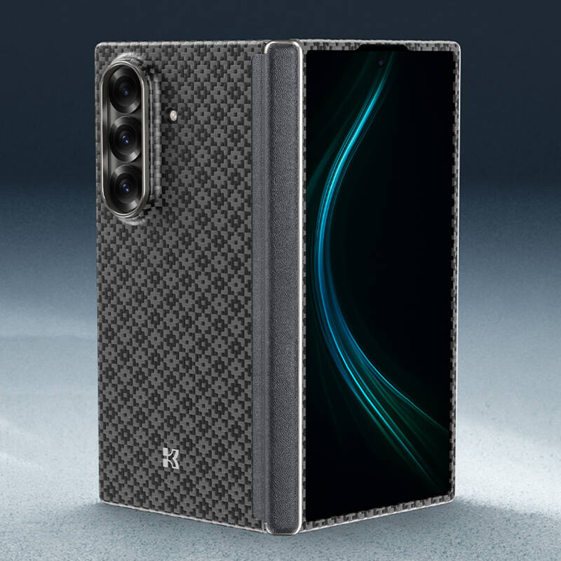 Galaxy Z Fold 7 Kılıf M-Safe Şarj Özellikli Benks ArmorAir ArmorGrid Serisi Kevlar Karbon Kapak - 6