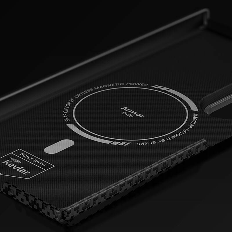 Galaxy Z Fold 7 Kılıf M-Safe Şarj Özellikli Benks ArmorAir ArmorGrid Serisi Kevlar Karbon Kapak - 8