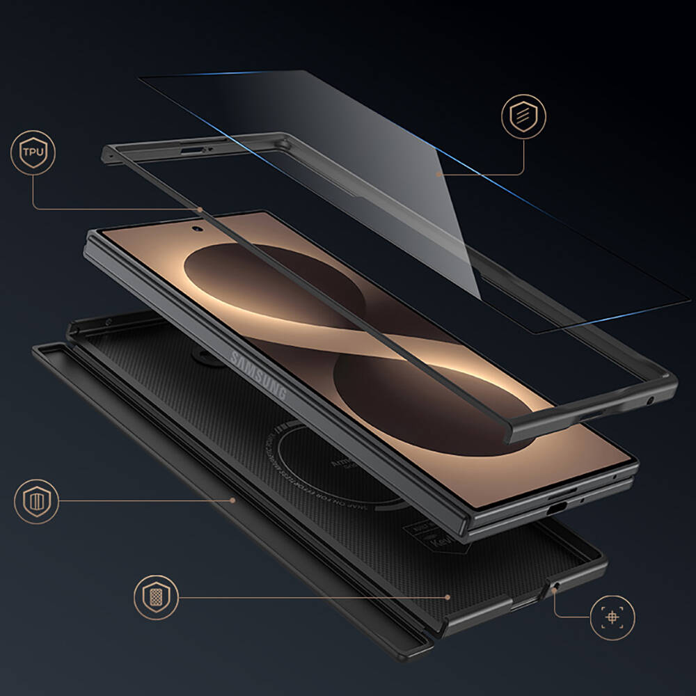 Galaxy Z Fold 8 Ultra Benks ArmorPro ArmorGrid Grand Combo Üçlü Aksesuar Seti (Ön Arka Kevlar Karbon Kapak + Ekran Koruyucu) - 24
