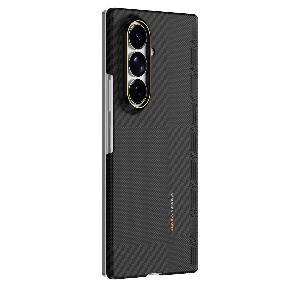 Galaxy Z Fold 8 Ultra Kılıf M-safe Şarj Özellikli Metal Kamera Çerçeveli Raptic Aramid SkinPro Serisi Karbon Kapak - 3