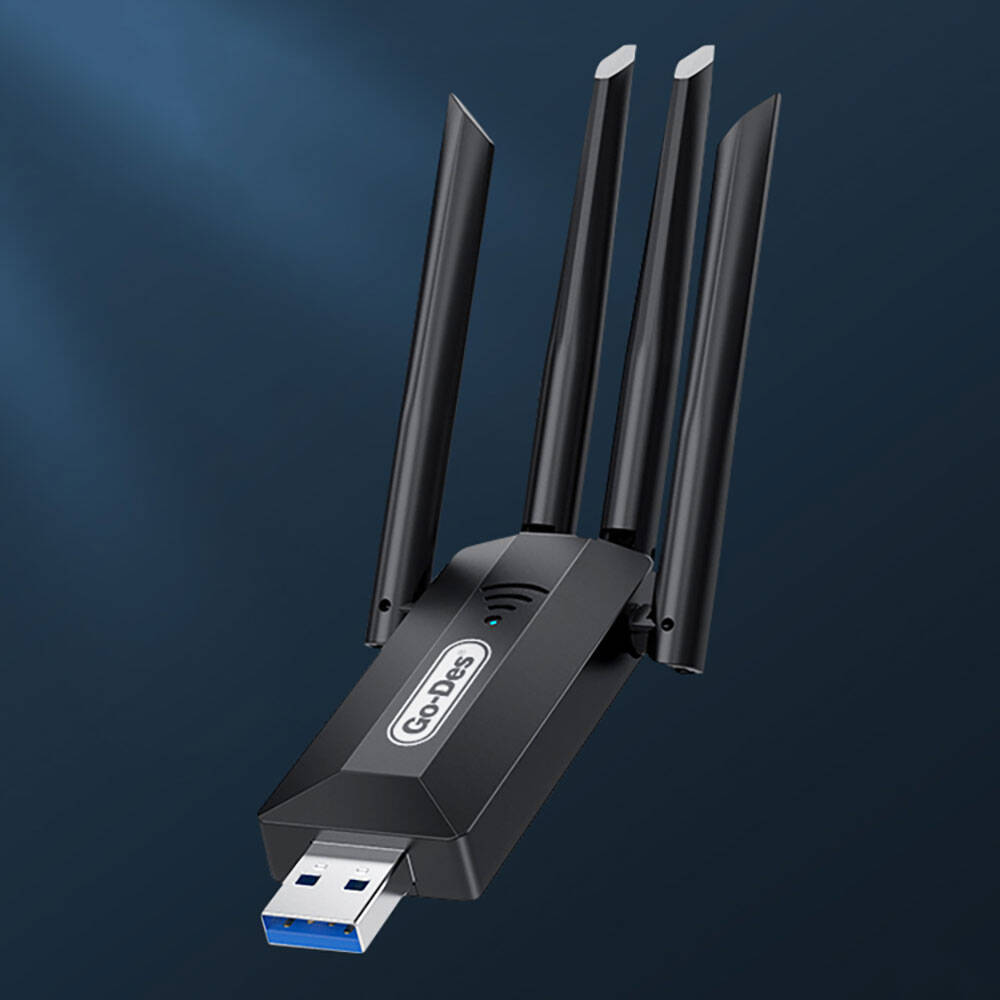 Go Des GD-BT318 Çift Bantlı 1200m 300Mbps 4 Antenli Kablosuz İnternet Sağlayıcı USB WiFi Adaptör - 8