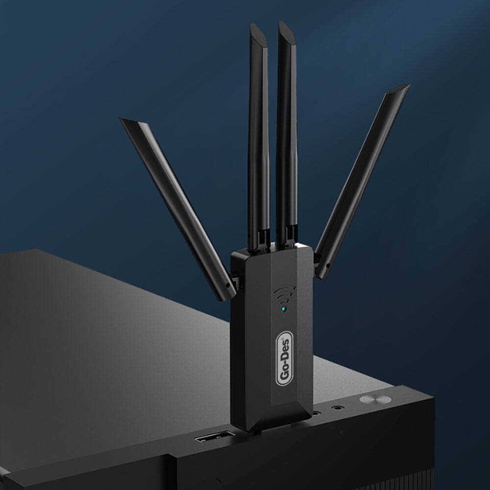 Go Des GD-BT318 Çift Bantlı 1200m 300Mbps 4 Antenli Kablosuz İnternet Sağlayıcı USB WiFi Adaptör - 9